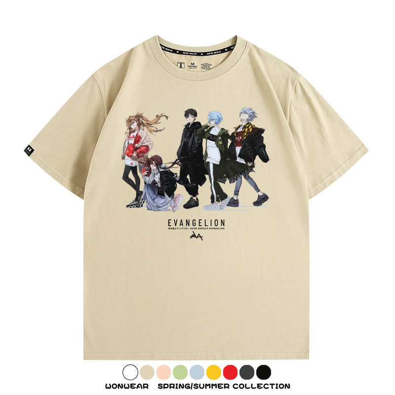 米山舞EVA聯名同款短袖T恤衫潮牌埃菲爾鐵塔日系純棉男潮寬鬆百搭