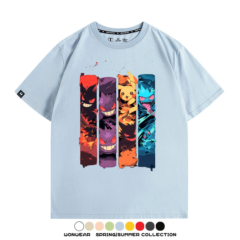 精靈寶可夢潮牌動漫 親子情侶裝寬鬆短袖T