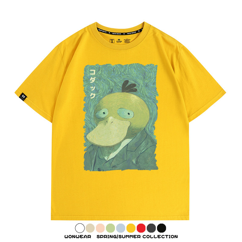 寶可夢可達鴨世界名畫聯名 親子情侶裝寬鬆短袖T