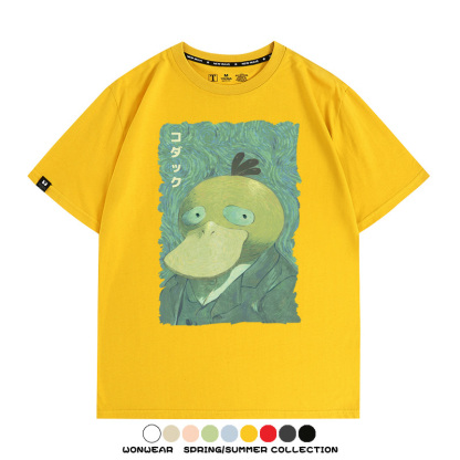 寶可夢可達鴨世界名畫聯名 親子情侶裝寬鬆短袖T