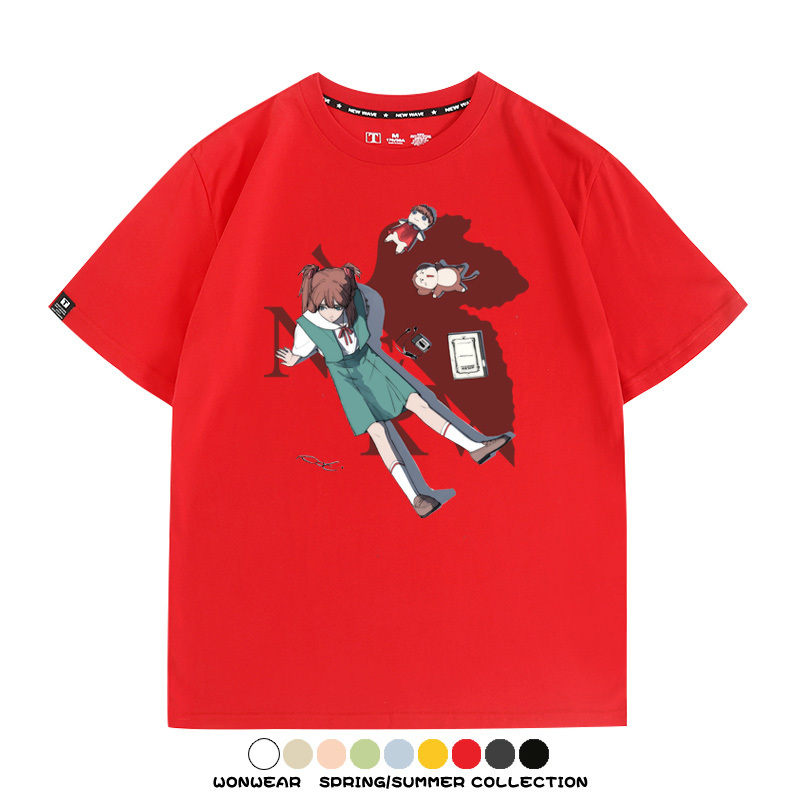 EVA新世紀福音戰士動漫明日香潮牌聯名短袖純棉T恤夏季情侶寬鬆上衣