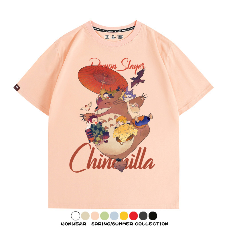 宮崎駿龍貓x鬼滅之刃動漫周邊短袖T恤