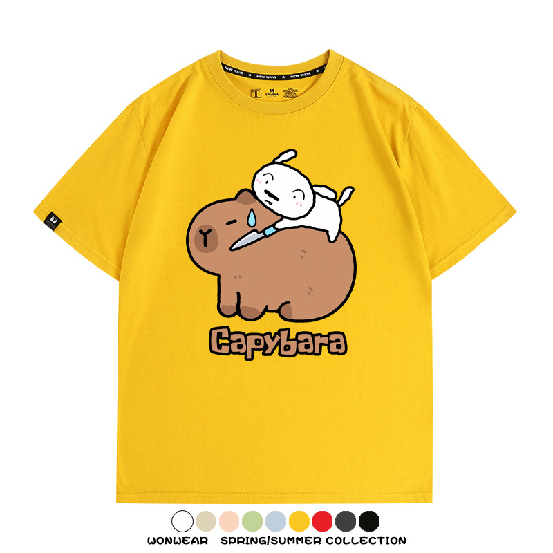 蠟筆小新卡皮巴拉水豚 親子情侶裝寬鬆短袖T