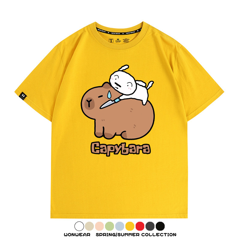 蠟筆小新卡皮巴拉水豚 親子情侶裝寬鬆短袖T