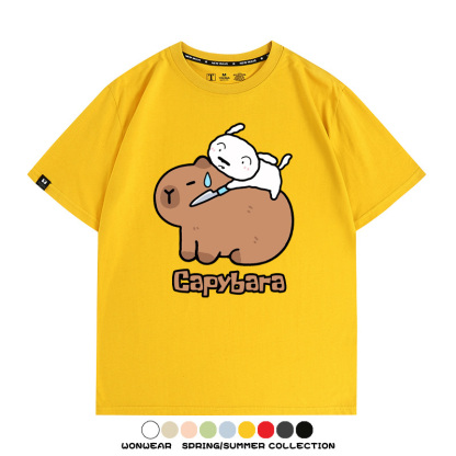 蠟筆小新卡皮巴拉水豚 親子情侶裝寬鬆短袖T