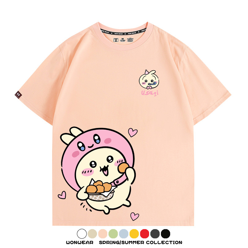 吉伊卡哇chiikawa小可愛吉伊烏薩奇小八聯動情侶短袖純棉T恤上衣