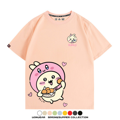 吉伊卡哇chiikawa小可愛吉伊烏薩奇小八聯動情侶短袖純棉T恤上衣