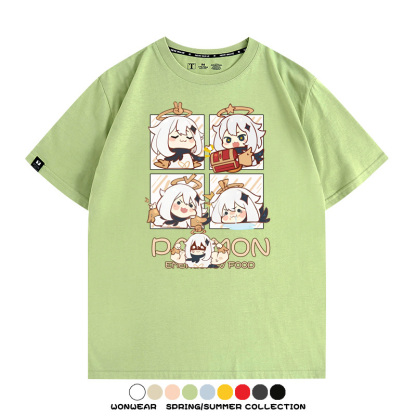 原神遊戲散兵可莉芙寧娜胡桃可愛Q版二次元周邊夏男純棉T恤衫短袖