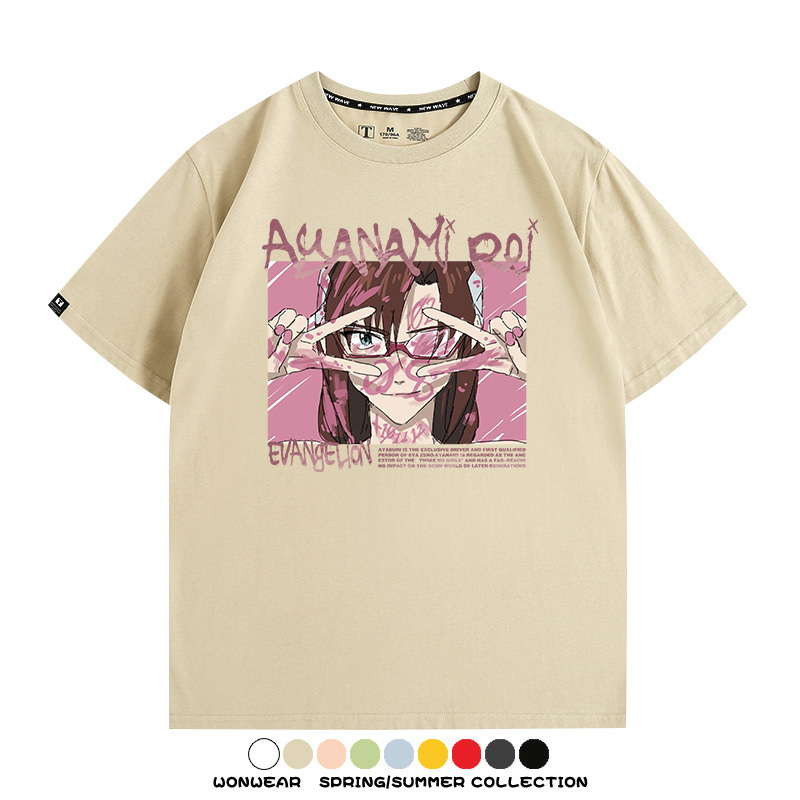 新世紀福音戰士EVA綾波麗明日香褚熏日系潮牌動漫青少年夏純棉T恤