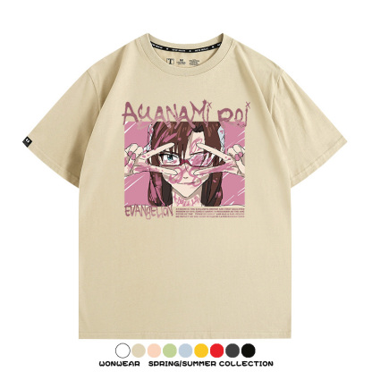 新世紀福音戰士EVA綾波麗明日香褚熏日系潮牌動漫青少年夏純棉T恤