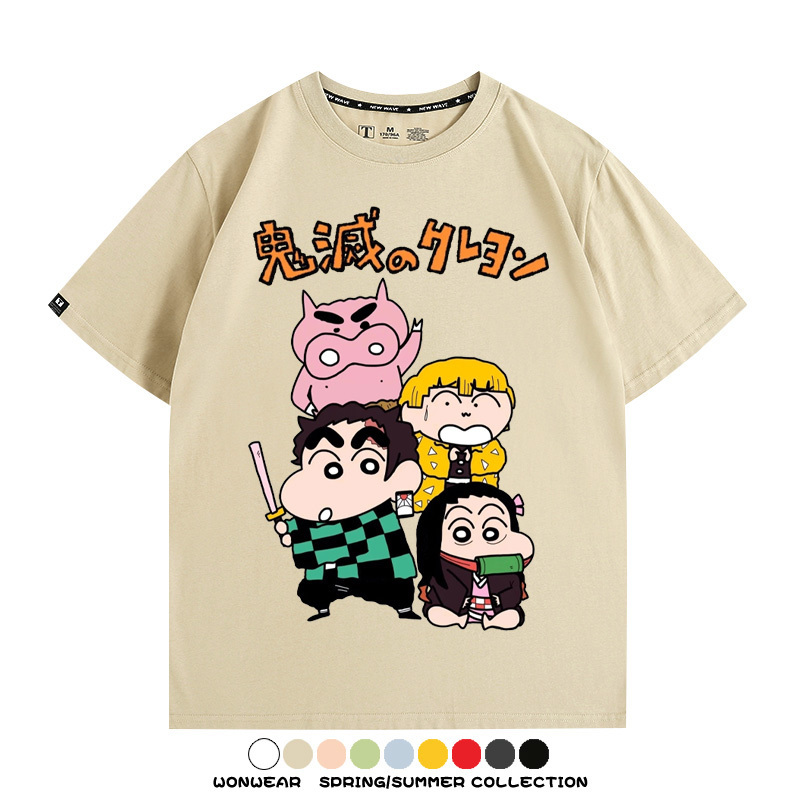 鬼滅之刃蠟筆小新聯名動漫周邊短袖T恤