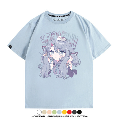 初音未來miku二次元少女元氣動漫周邊短袖夏季情侶純棉T恤男休閒