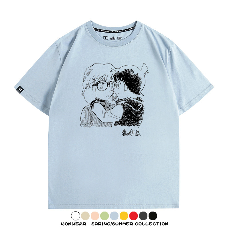 名偵探柯南灰原哀小蘭潮牌情侶原畫聯動周邊短袖夏季純棉T恤寬鬆