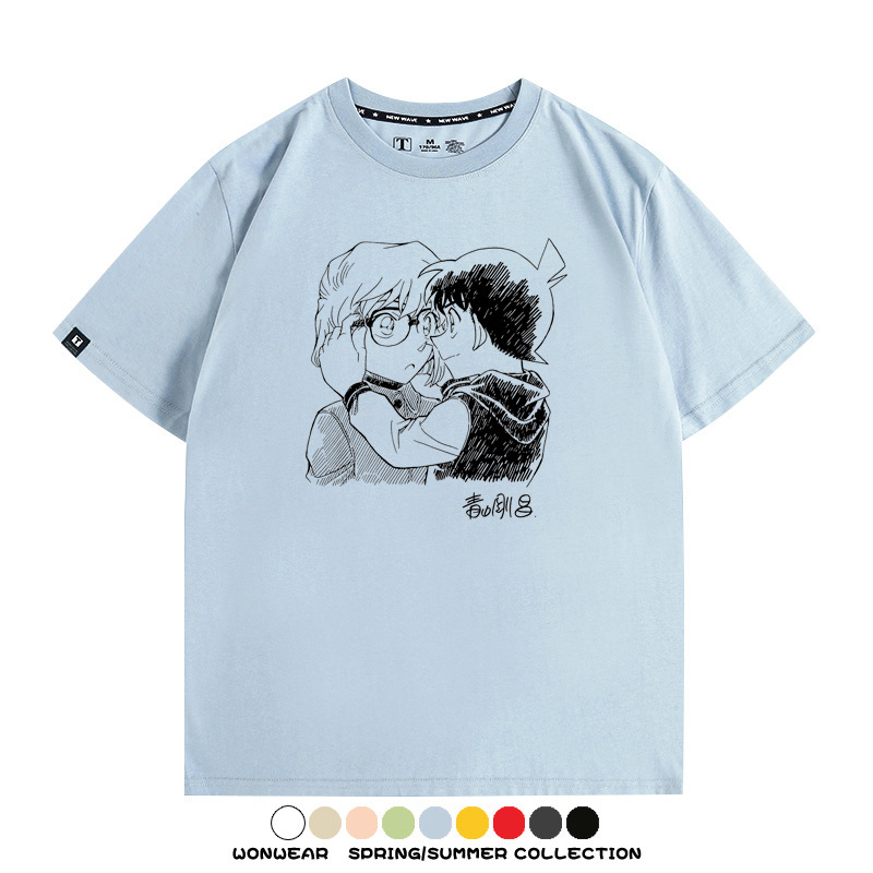 名偵探柯南灰原哀小蘭潮牌情侶原畫聯動周邊短袖夏季純棉T恤寬鬆