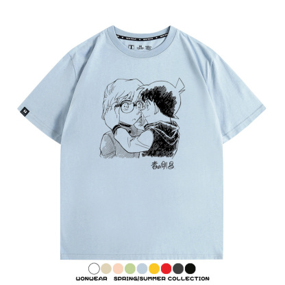 名偵探柯南灰原哀小蘭潮牌情侶原畫聯動周邊短袖夏季純棉T恤寬鬆
