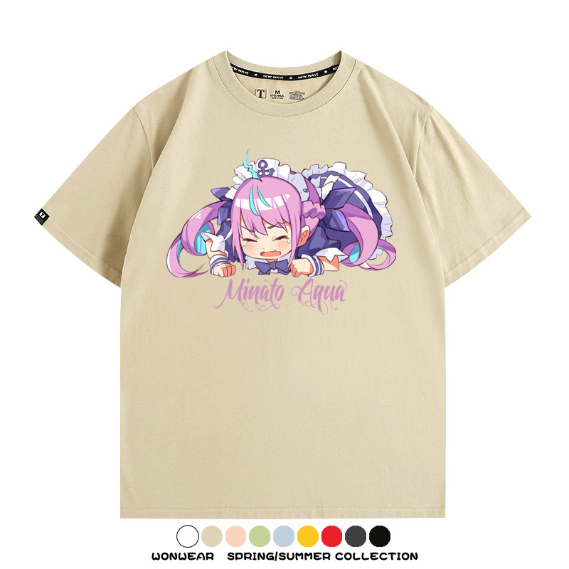 Hololive虛擬主播vtuber湊阿庫婭 親子情侶裝寬鬆短袖T