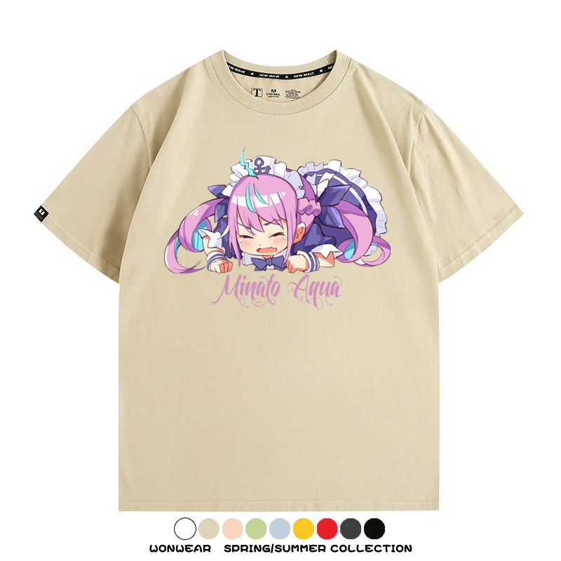 Hololive虛擬主播vtuber湊阿庫婭 親子情侶裝寬鬆短袖T