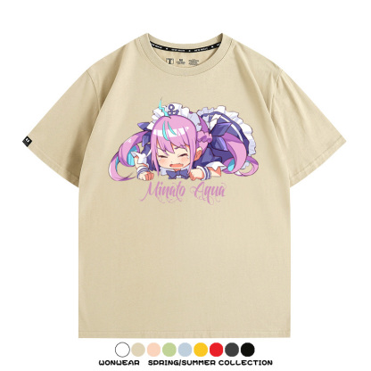 Hololive虛擬主播vtuber湊阿庫婭 親子情侶裝寬鬆短袖T