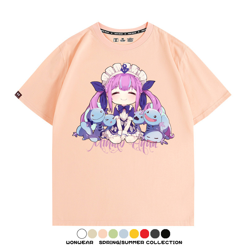 Hololive虛擬主播vtuber湊阿庫婭 親子情侶裝寬鬆短袖T