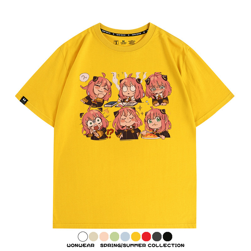 間諜家家酒動漫阿尼亞卡通可愛周邊情侶T恤衫夏季純棉短袖上衣潮