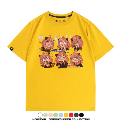 間諜家家酒動漫阿尼亞卡通可愛周邊情侶T恤衫夏季純棉短袖上衣潮