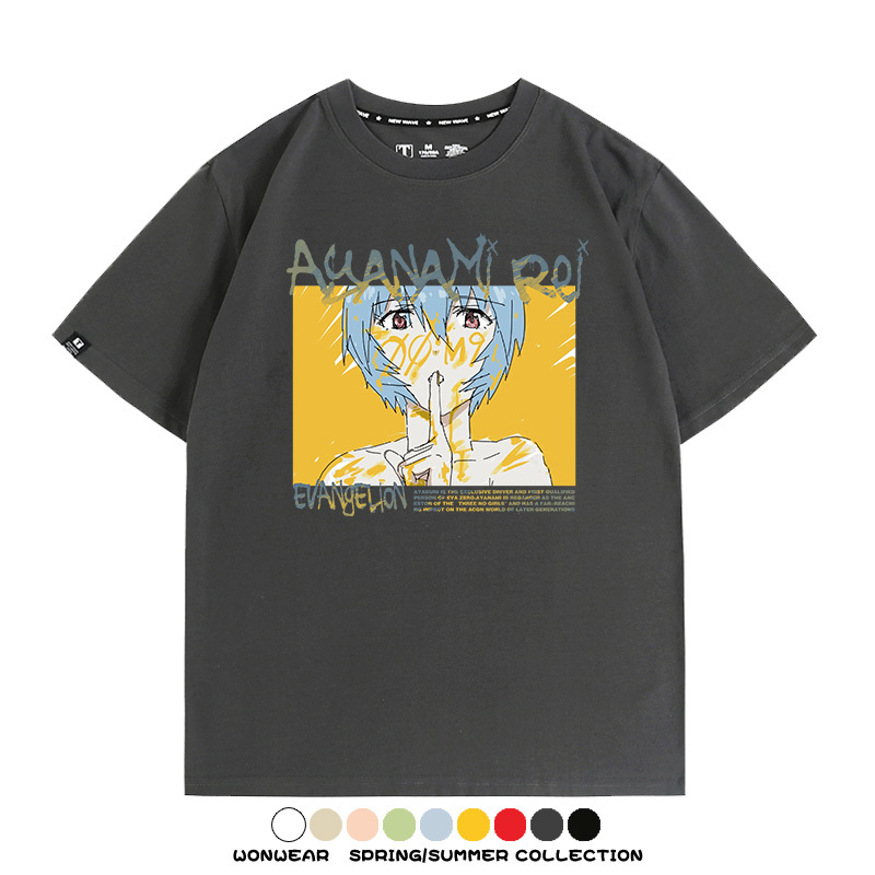 新世紀福音戰士EVA綾波麗明日香褚熏日系潮牌動漫青少年夏純棉T恤