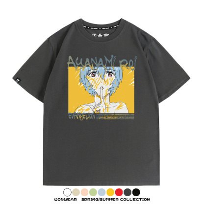 新世紀福音戰士EVA綾波麗明日香褚熏日系潮牌動漫青少年夏純棉T恤