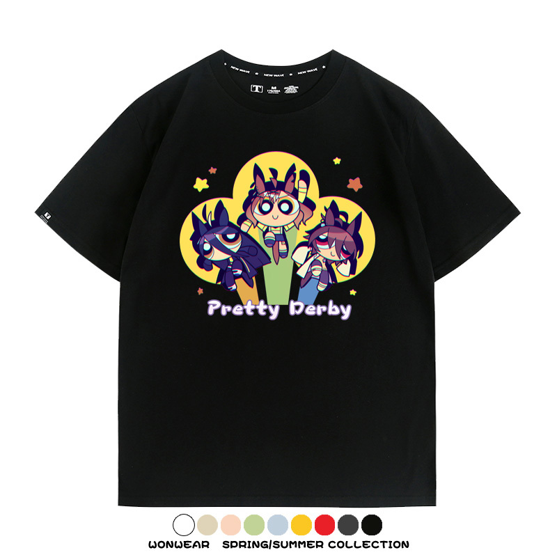 飛天小女警動漫聯動賽馬娘卡通東海帝王二次元青少年夏季純棉T恤