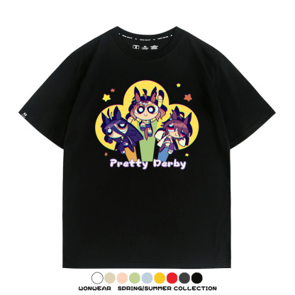 飛天小女警動漫聯動賽馬娘卡通東海帝王二次元青少年夏季純棉T恤