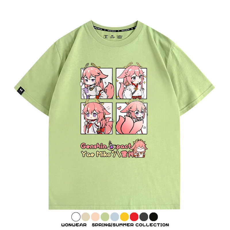 原神遊戲散兵可莉芙寧娜胡桃可愛Q版二次元周邊夏男純棉T恤衫短袖