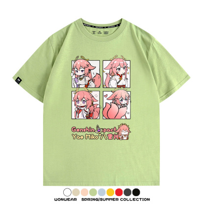 原神遊戲散兵可莉芙寧娜胡桃可愛Q版二次元周邊夏男純棉T恤衫短袖