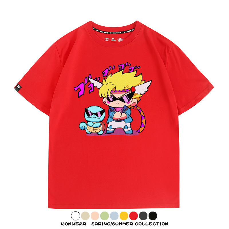 JOJO的奇妙冒險聯名寶可夢西撒傑尼龜T恤衫夏季情侶純棉短袖學生