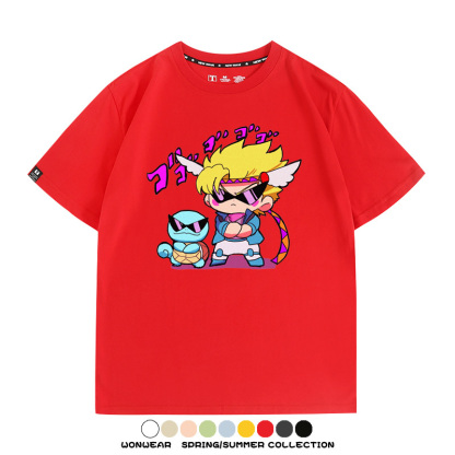 JOJO的奇妙冒險聯名寶可夢西撒傑尼龜T恤衫夏季情侶純棉短袖學生