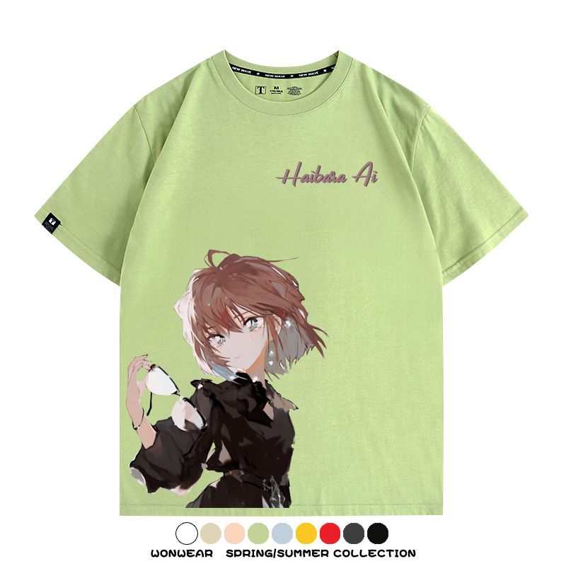 名偵探柯南灰原哀小蘭潮牌情侶原畫聯動周邊短袖夏季純棉T恤寬鬆
