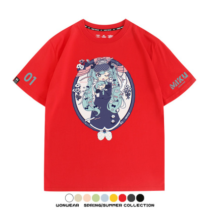 初音未來MIKU 周邊情侶百搭短袖t-shirt