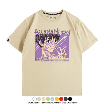 新世紀福音戰士EVA綾波麗明日香褚熏日系潮牌動漫青少年夏純棉T恤