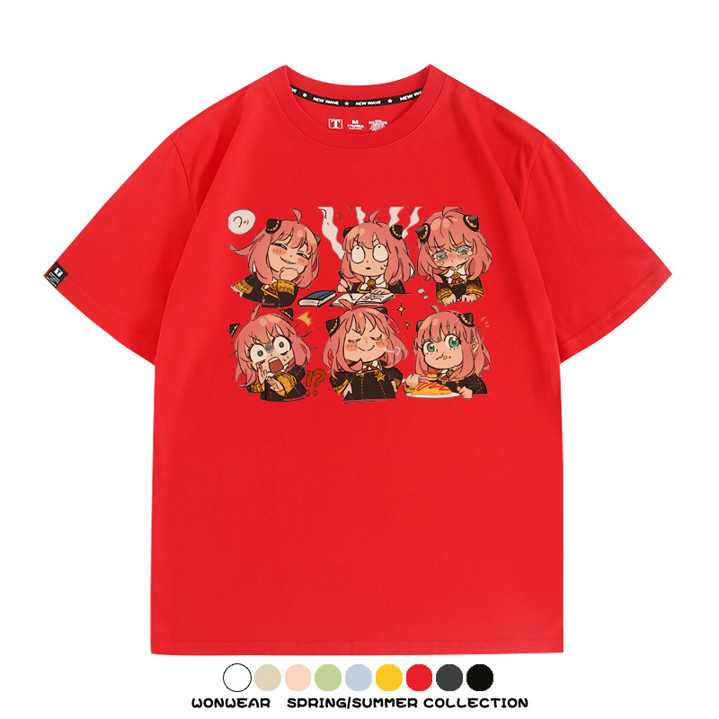 間諜家家酒動漫阿尼亞卡通可愛周邊情侶T恤衫夏季純棉短袖上衣潮