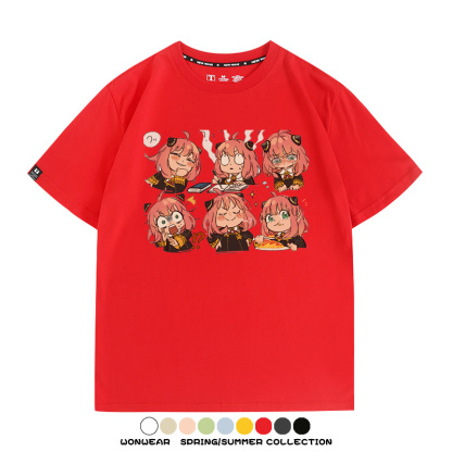 間諜家家酒動漫阿尼亞卡通可愛周邊情侶T恤衫夏季純棉短袖上衣潮