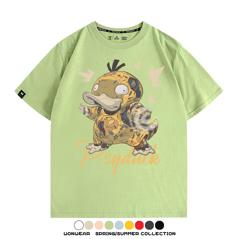 機械可達鴨精靈寶可夢 親子情侶裝寬鬆短袖T