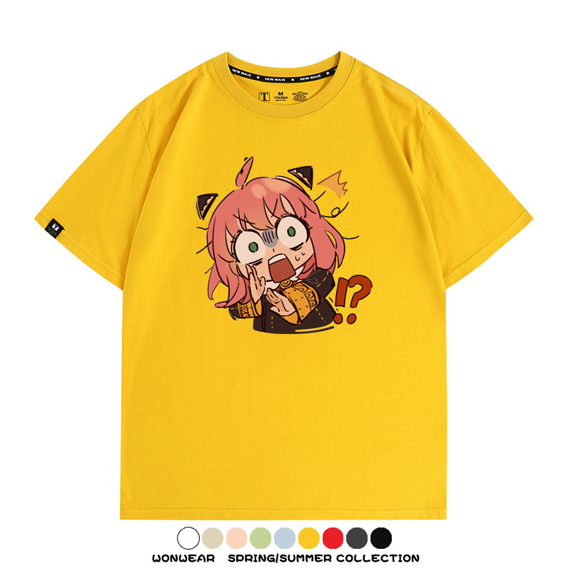 間諜家家酒動漫阿尼亞卡通可愛周邊情侶T恤衫夏季純棉短袖上衣潮