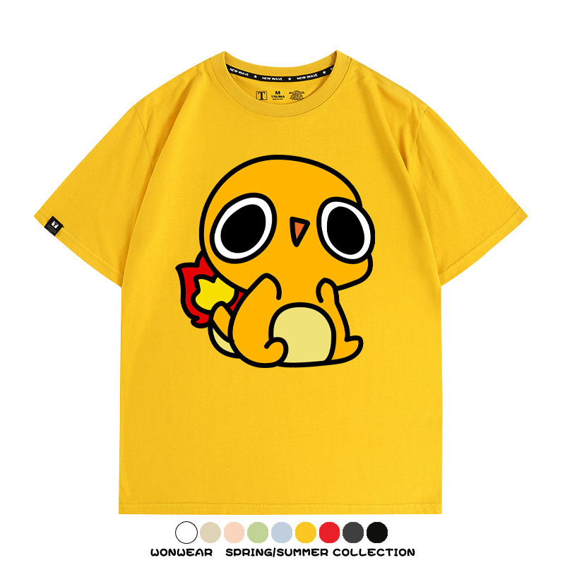 精靈寶可夢小火龍傑尼龜 親子情侶裝寬鬆短袖T