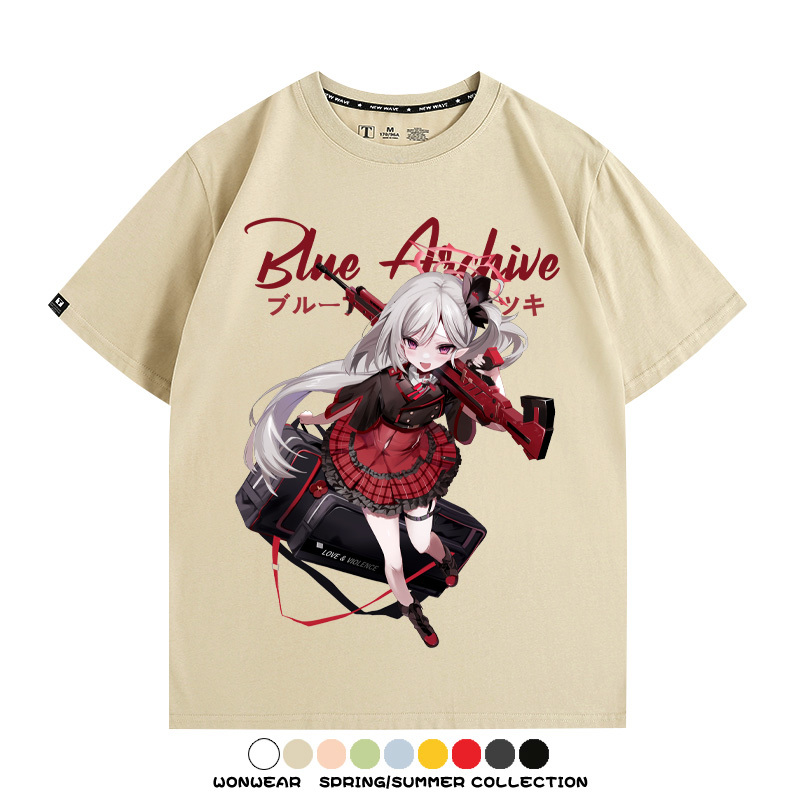 蔚藍檔案淺黃睦月同款 親子情侶裝寬鬆短袖T