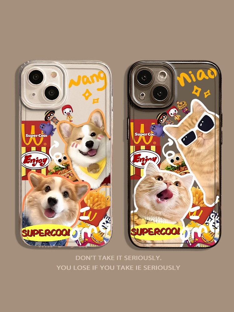 蘋果 系列貓咪柴犬 透明防摔軟殼
