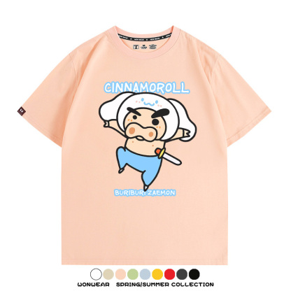 三麗鷗x蠟筆小新肥嘟嘟左衛門 親子情侶寬鬆短袖T