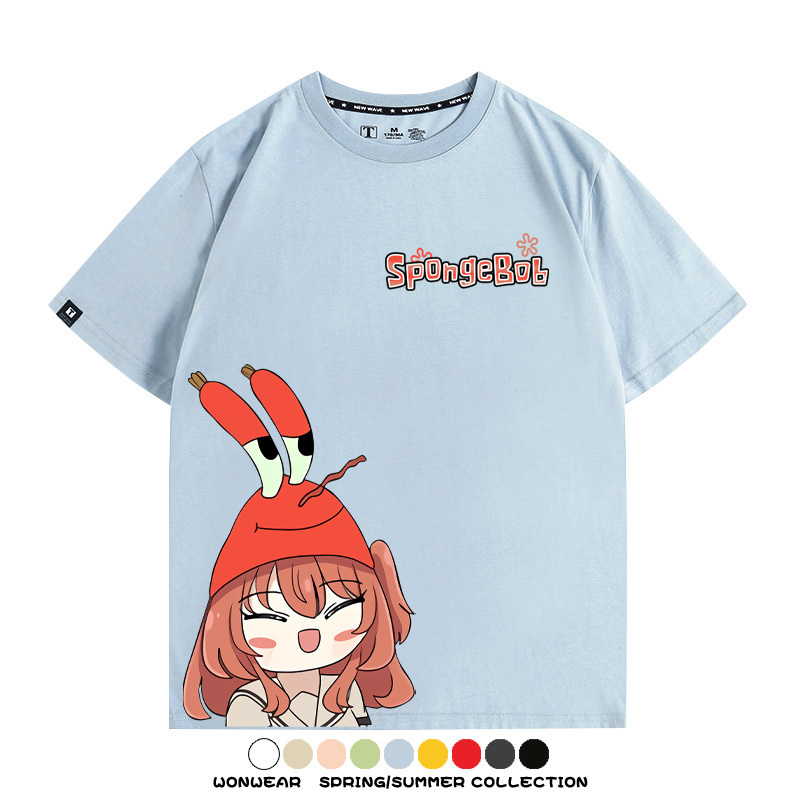 海綿寶寶x孤獨搖滾聯名 親子情侶寬鬆短袖T