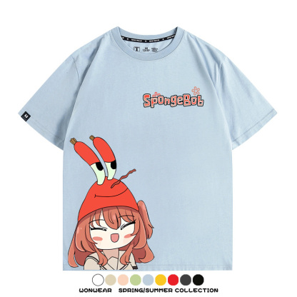 海綿寶寶x孤獨搖滾聯名 親子情侶寬鬆短袖T