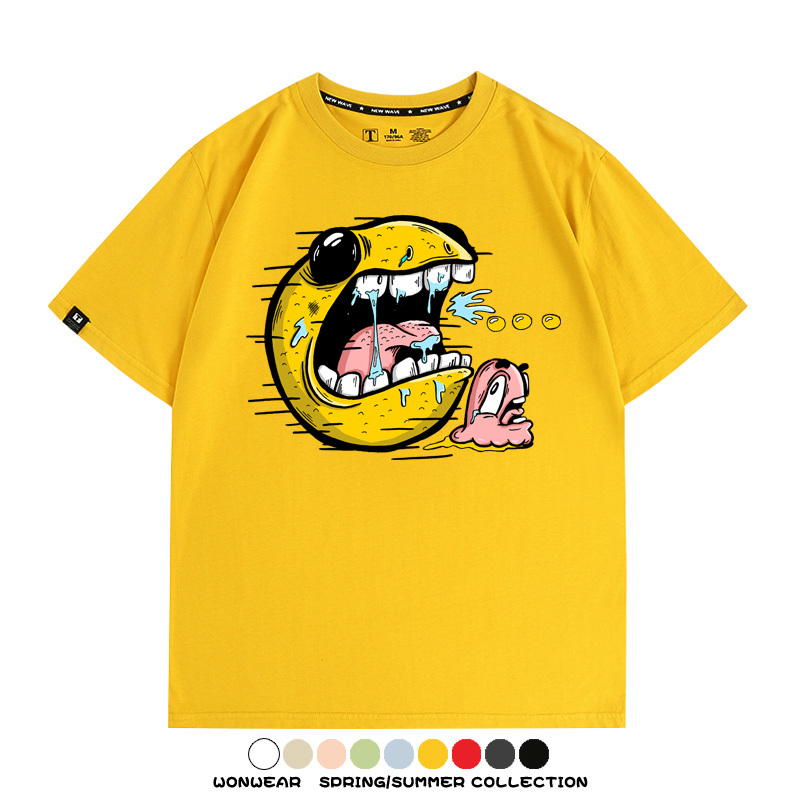 惡搞吃豆人街機遊戲聯名 親子情侶裝寬鬆短袖T