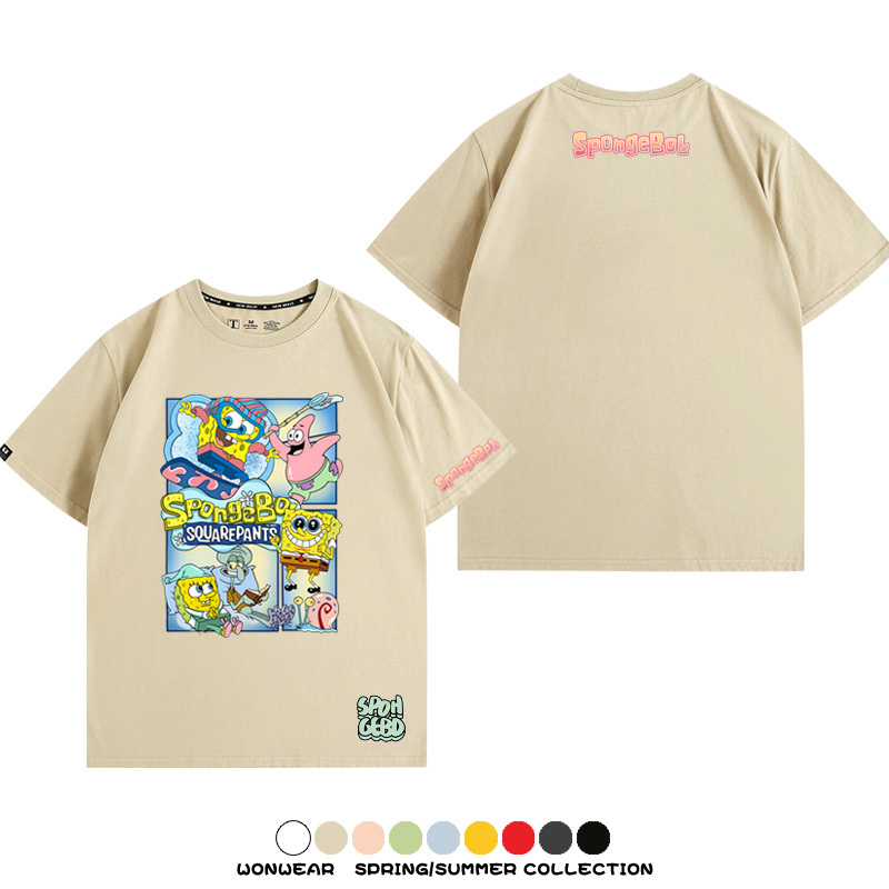 海綿寶寶 卡通潮牌周邊情侶寬鬆短袖t-shirt