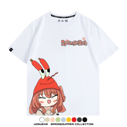 海綿寶寶x孤獨搖滾聯名 親子情侶寬鬆短袖T