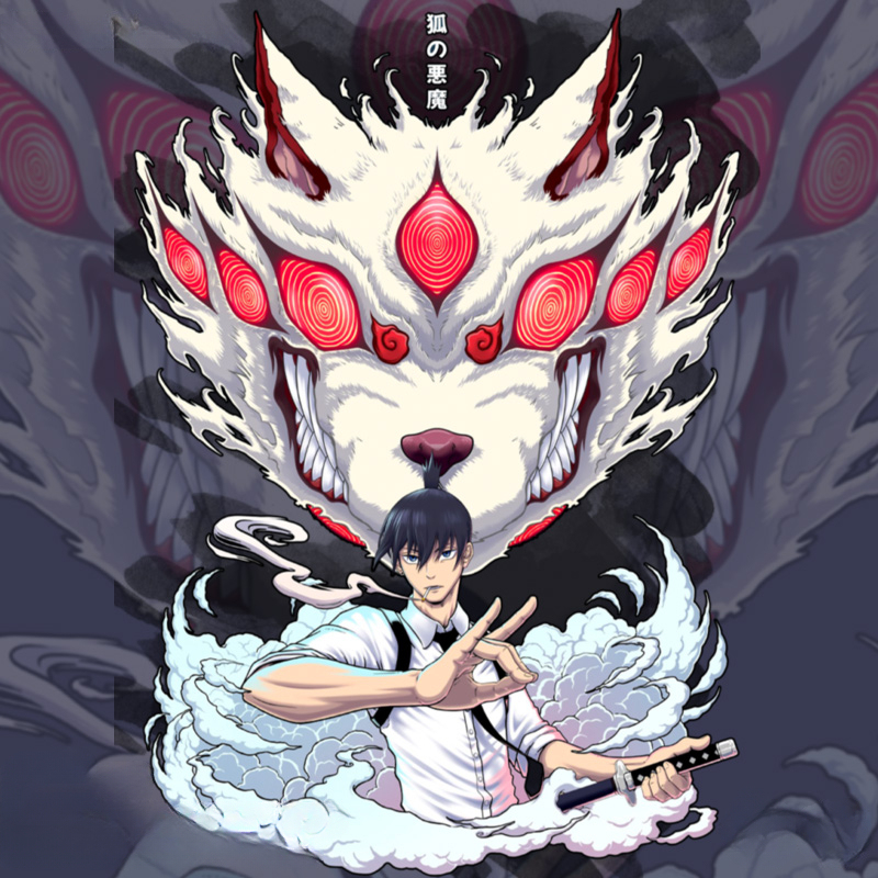 鏈鋸人早川秋狐之惡魔聯名 親子情侶裝寬鬆短袖T